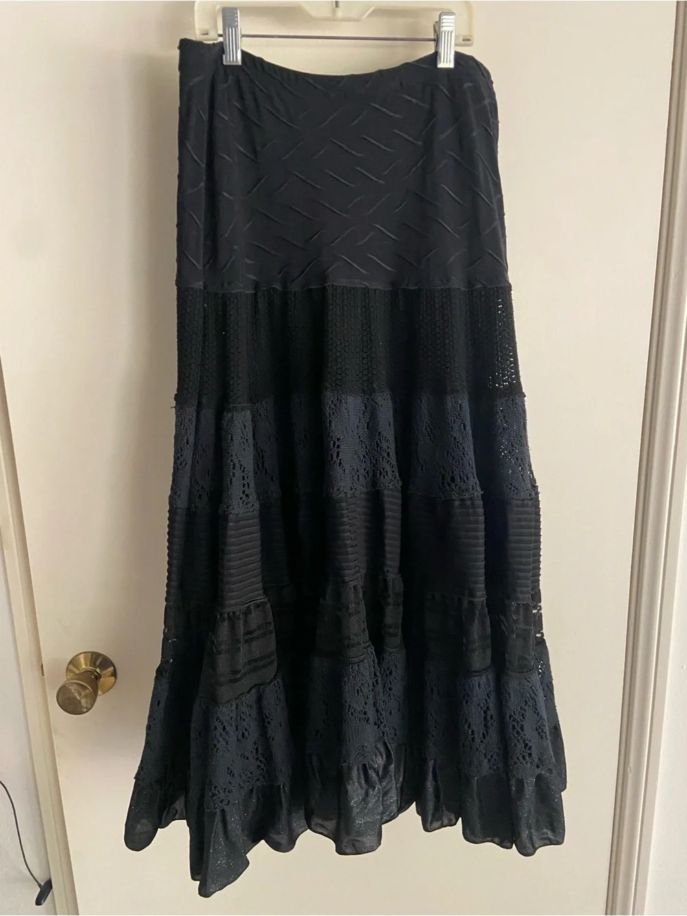 Black Tiered Lace Maxi Skirt